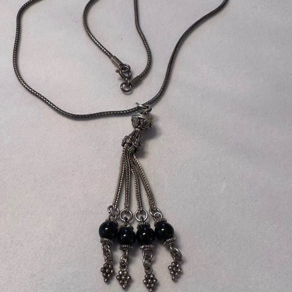 Elegant Silver and Black Pendant Necklace